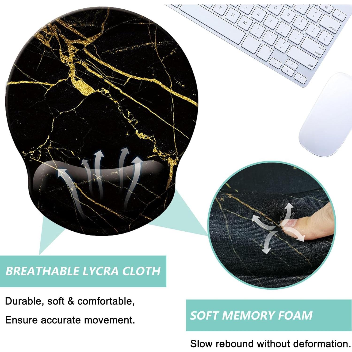 Alfombrilla de Ratón Ergonómica LIZPARE Mármol Negro Dorado