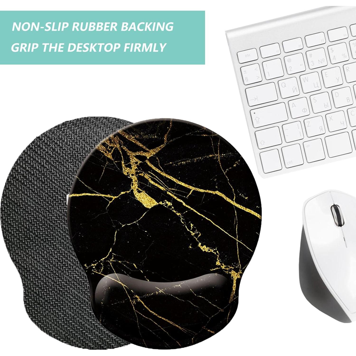 Alfombrilla de Ratón Ergonómica LIZPARE Mármol Negro Dorado