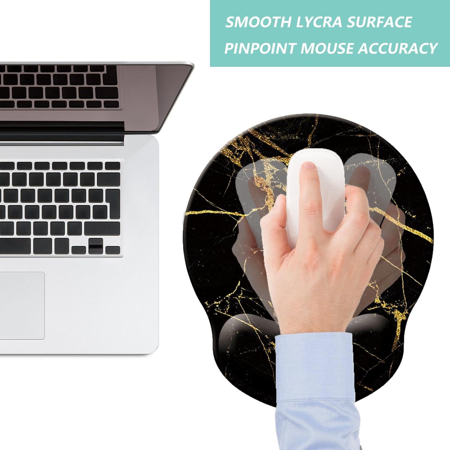 Alfombrilla de Ratón Ergonómica LIZPARE Mármol Negro Dorado