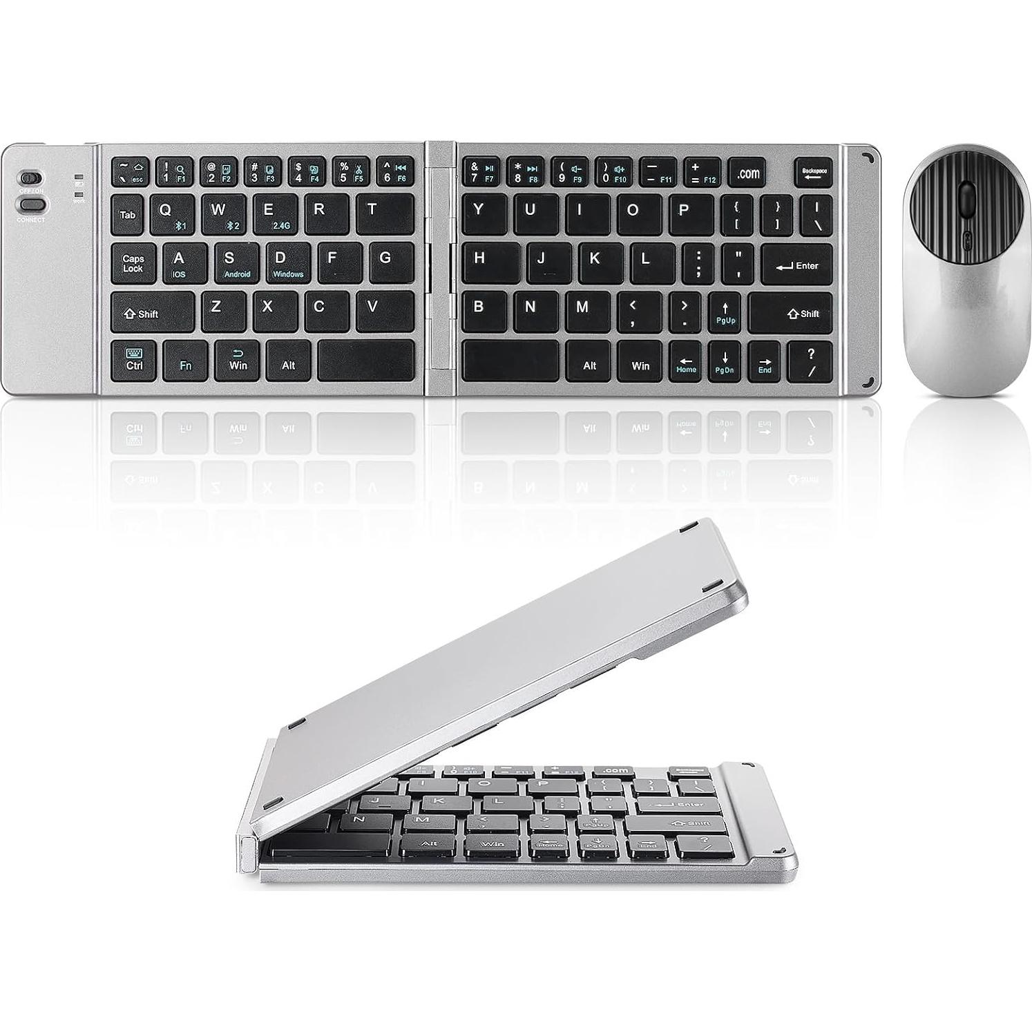 Combo Teclado y Ratón Bluetooth Plegable Guiheng Gris
