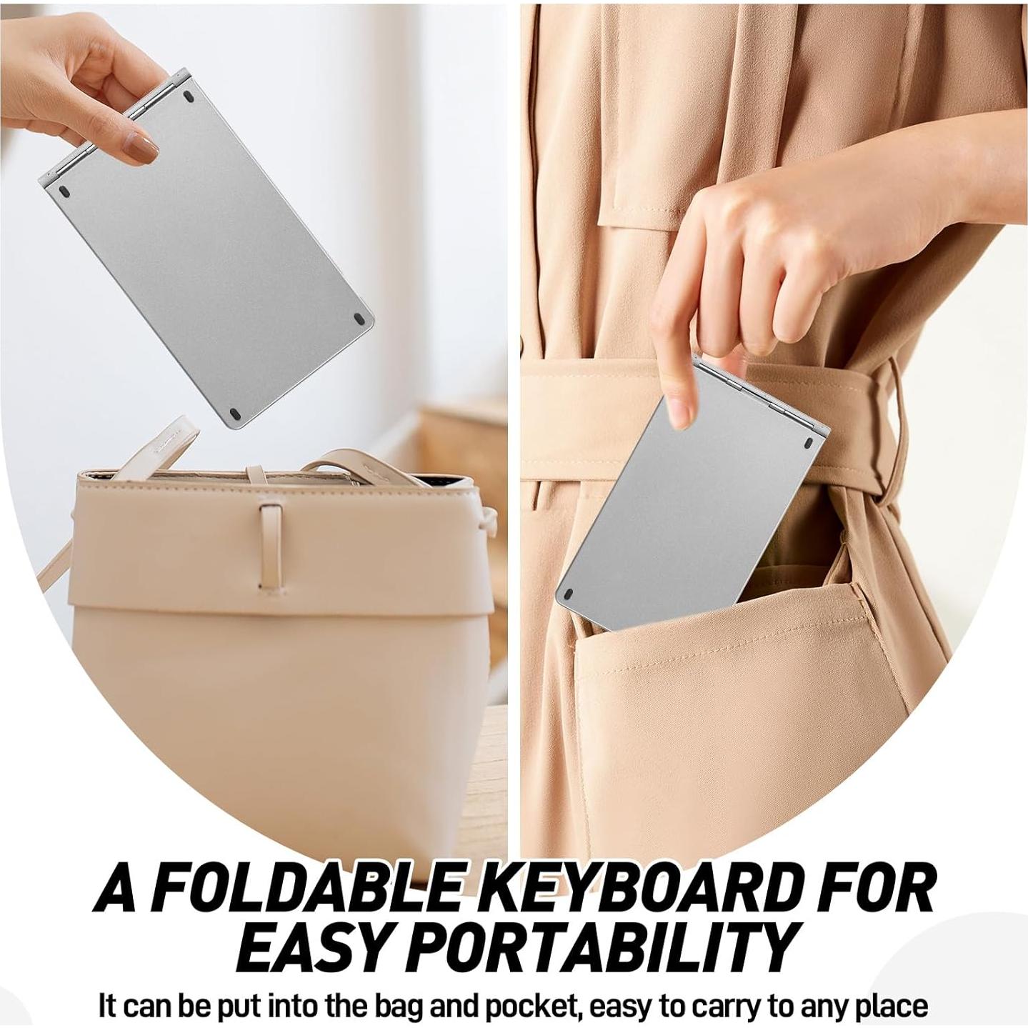 Combo Teclado y Ratón Bluetooth Plegable Guiheng Gris