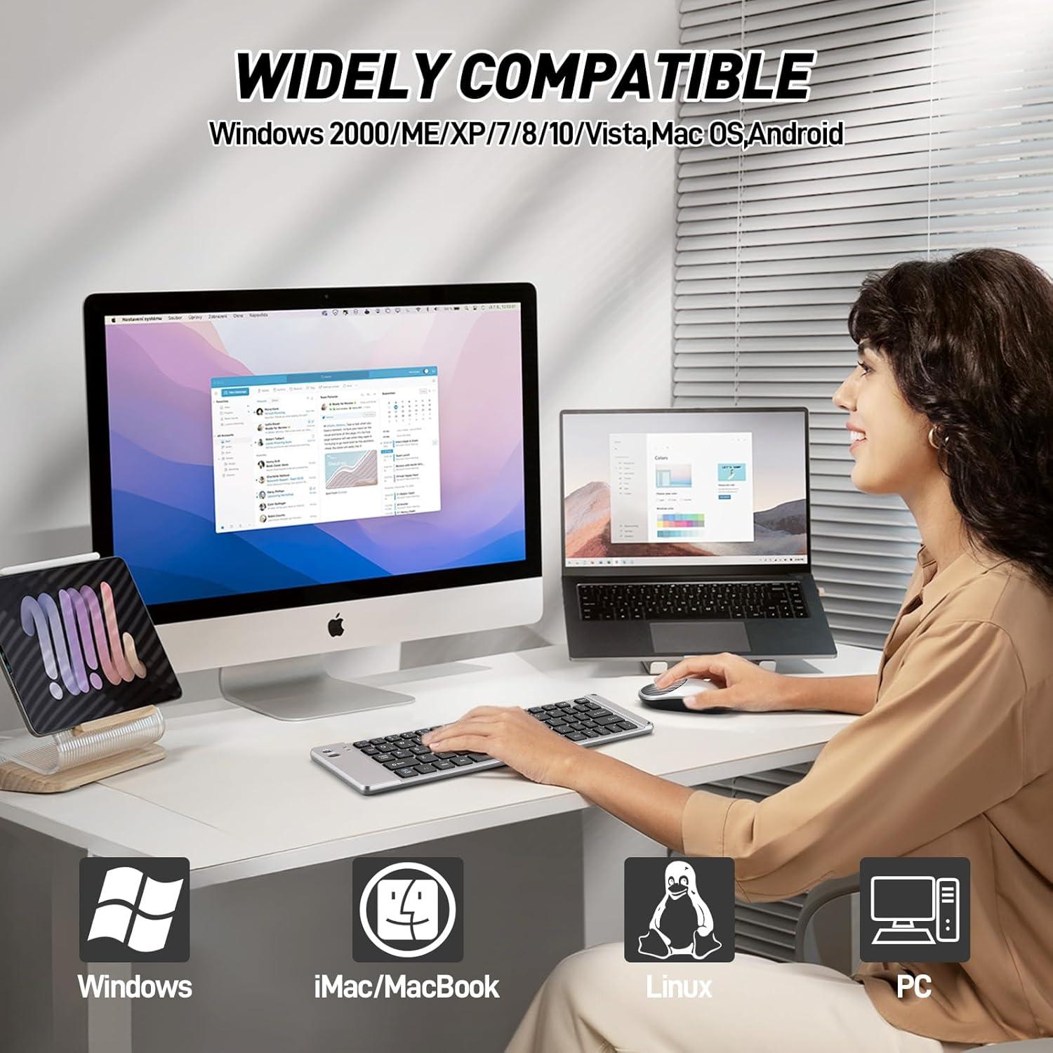 Combo Teclado y Ratón Bluetooth Plegable Guiheng Gris