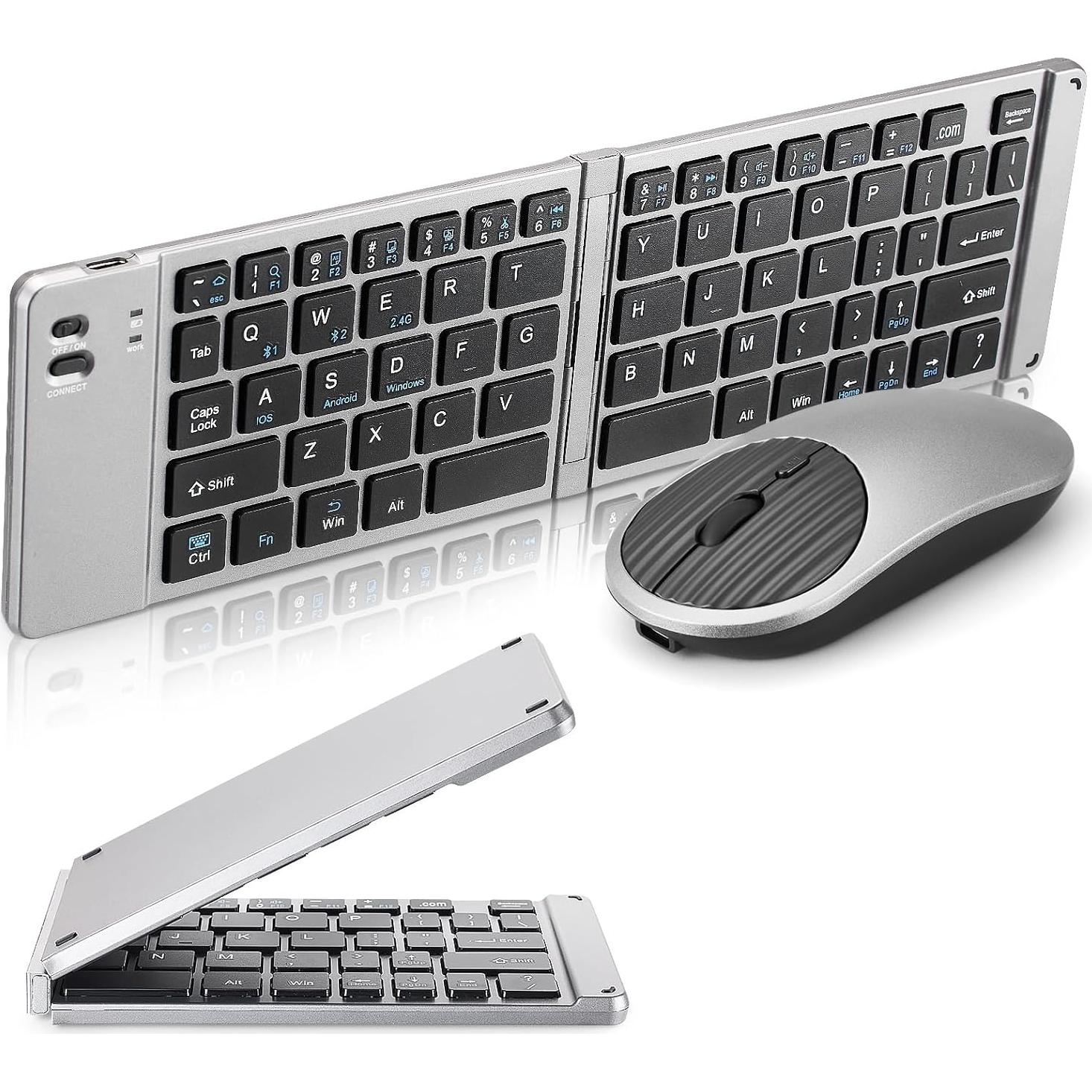Combo Teclado y Ratón Bluetooth Plegable Guiheng Gris
