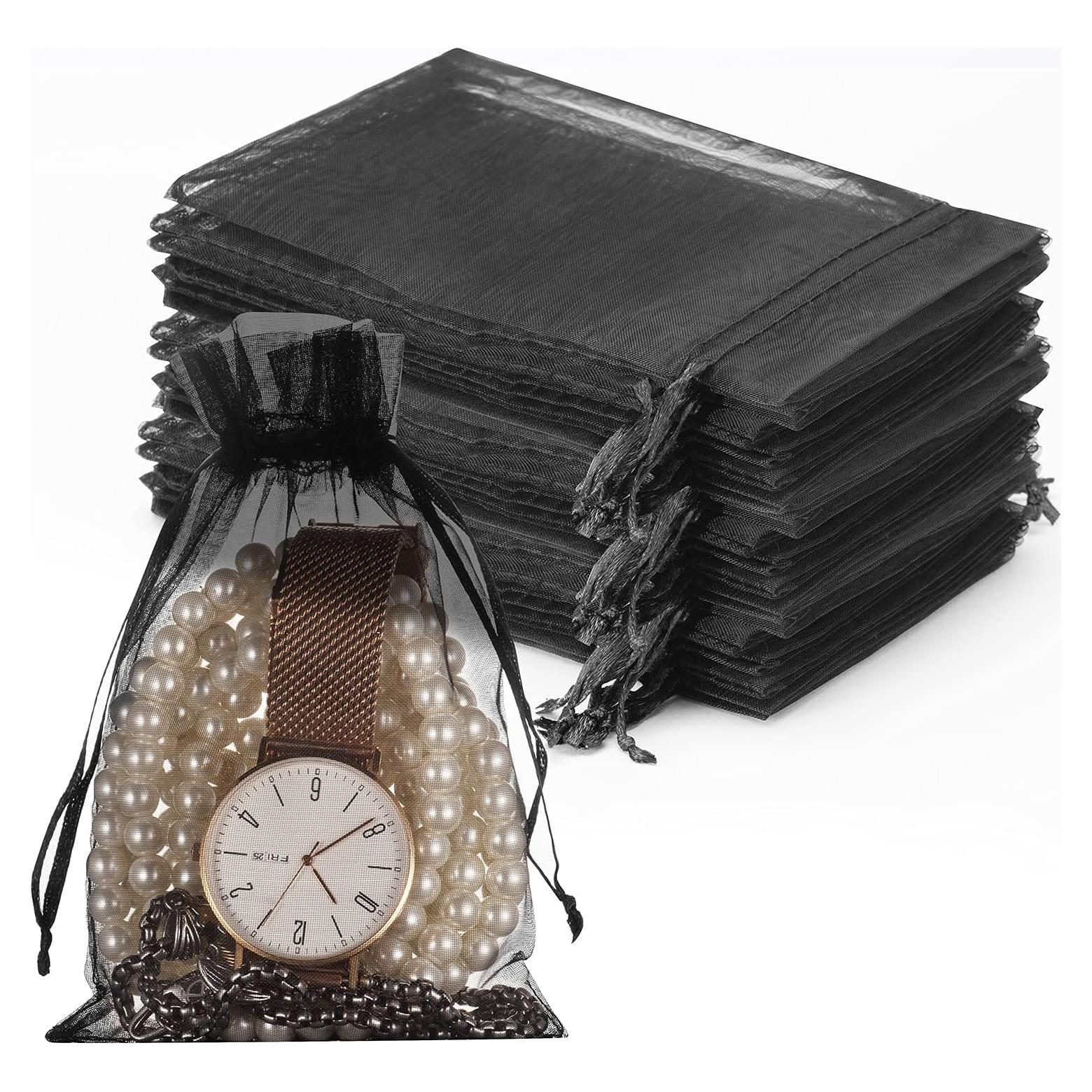 Bolsas de Organza Negras HongyiTime 100PCS 10x15cm