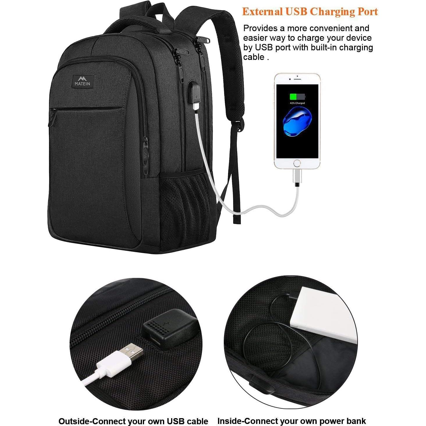 Mochila MATEIN para Laptop 15.6" USB Resistente al Agua