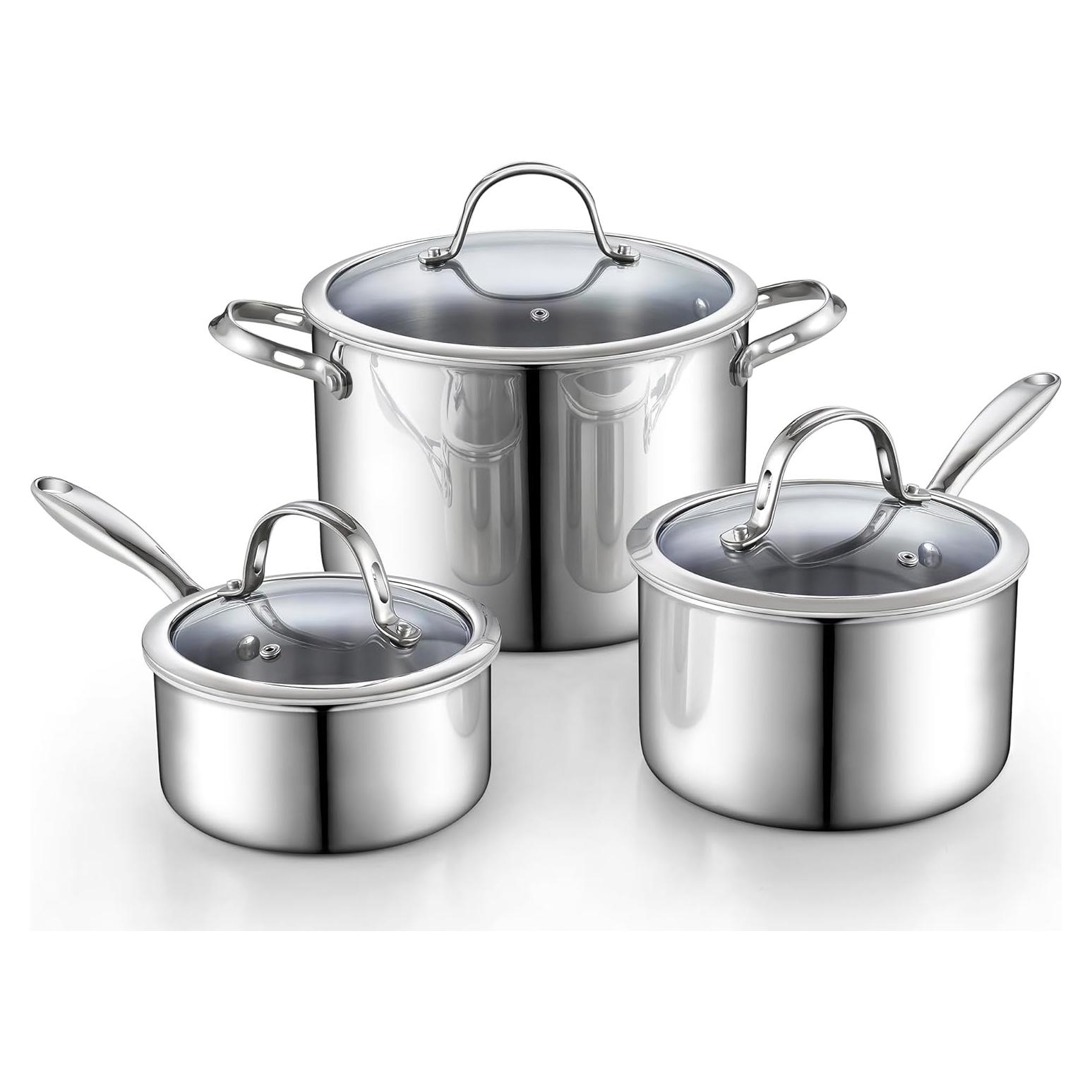 Juego de Ollas Cooks Standard 6 Piezas Acero Inoxidable