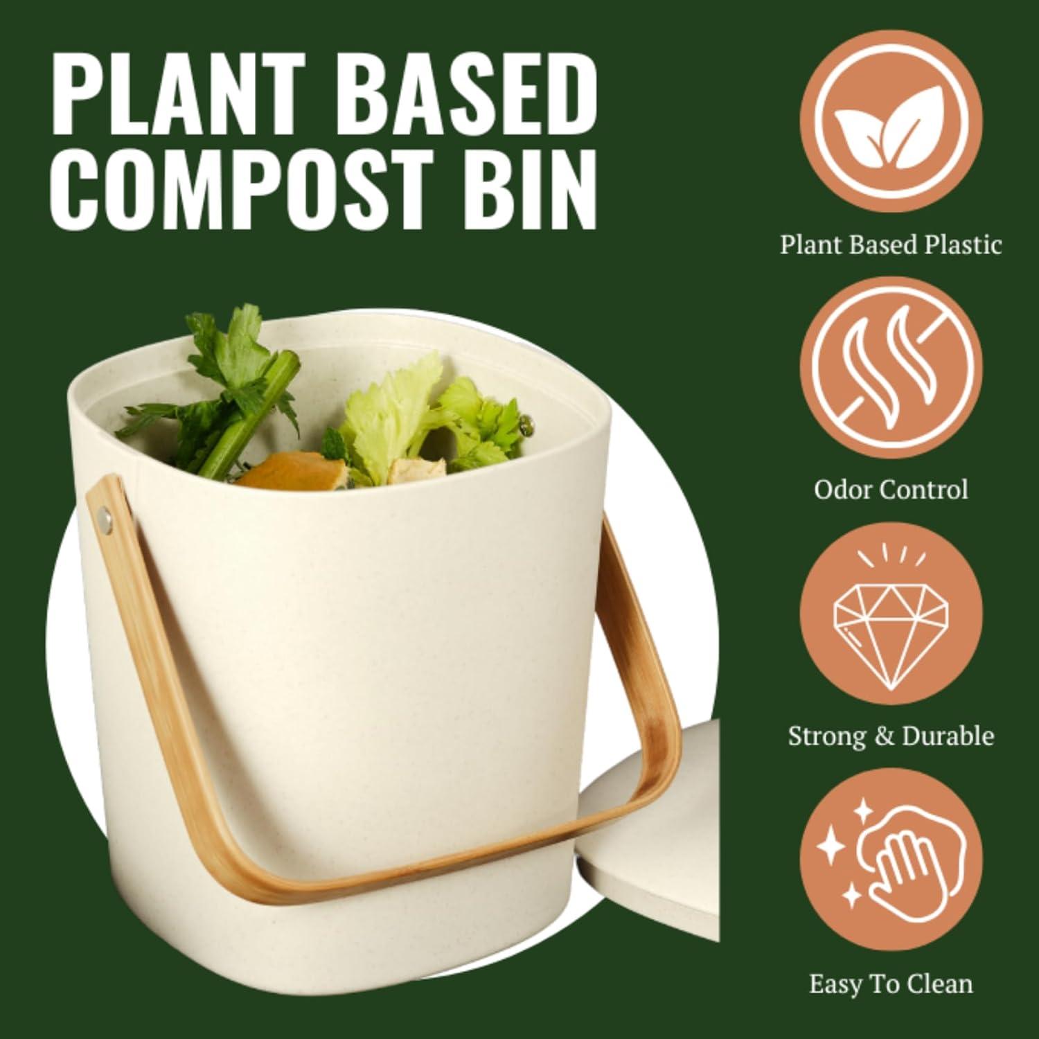 Contenedor de Compostaje Bamboozle 3.78L Sin Olores Cocina