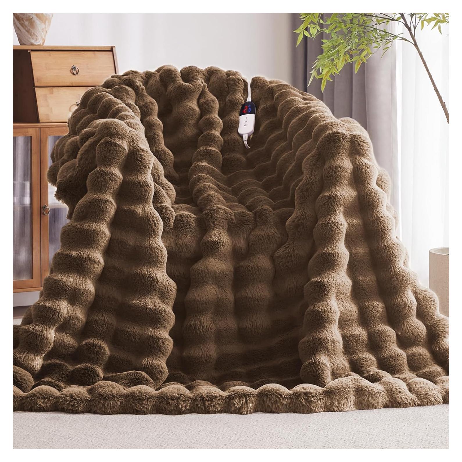 Manta Eléctrica Anysay 127x152 cm 6 Niveles Calor Marrón