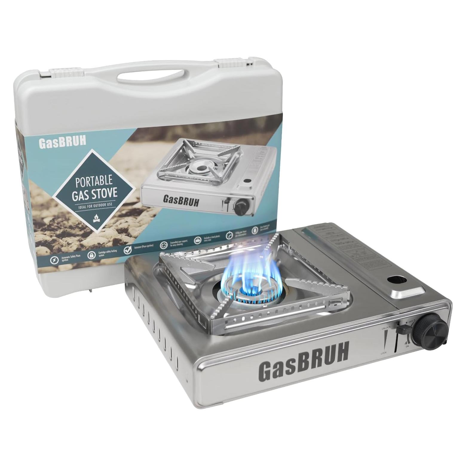 Estufa de Camping GasBRUH 1 Quemador Acero Inoxidable 10000 BTU