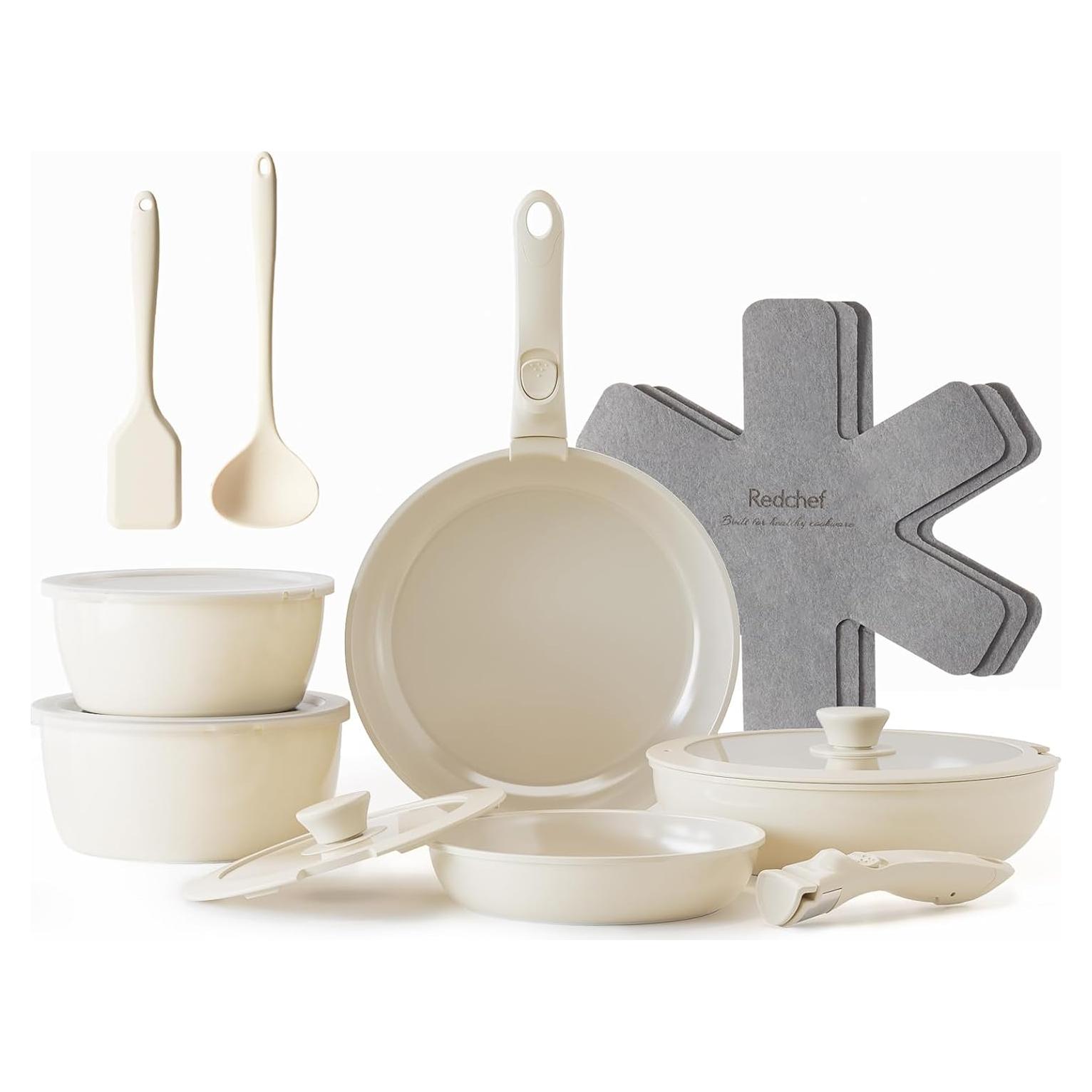 Juego de Ollas y Sartenes Cerámicas Redchef 16 Piezas Beige