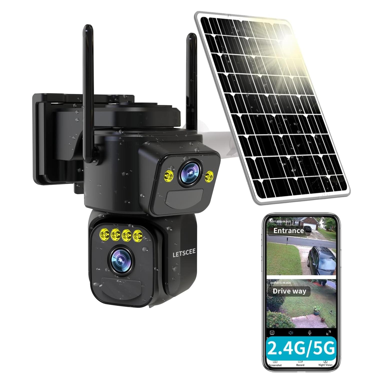 Cámara de Seguridad Inalámbrica LETSCEE QG15-B Solar 2K