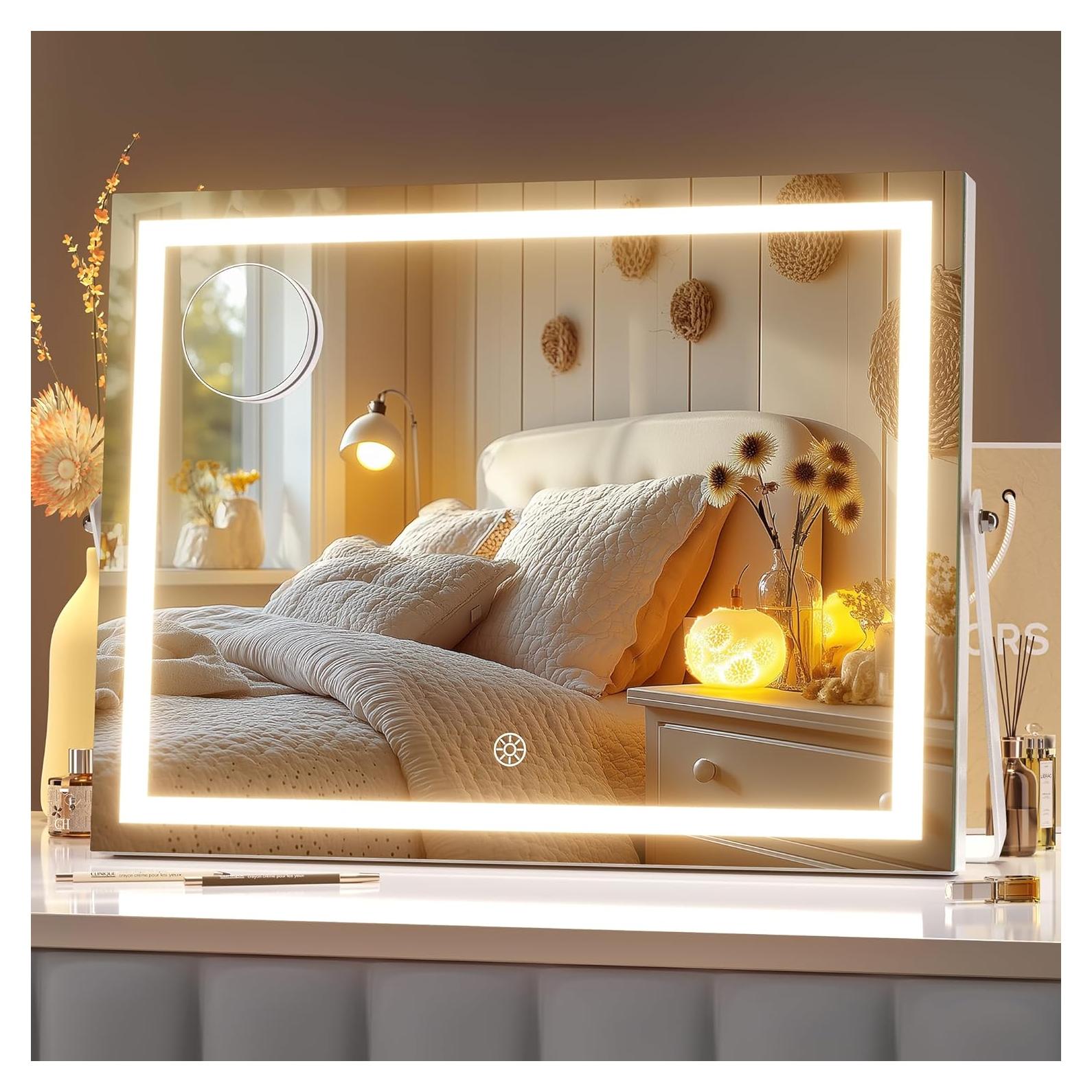 Espejo de tocador Hasipu LED 38.1x30.5cm 10X aumento blanco