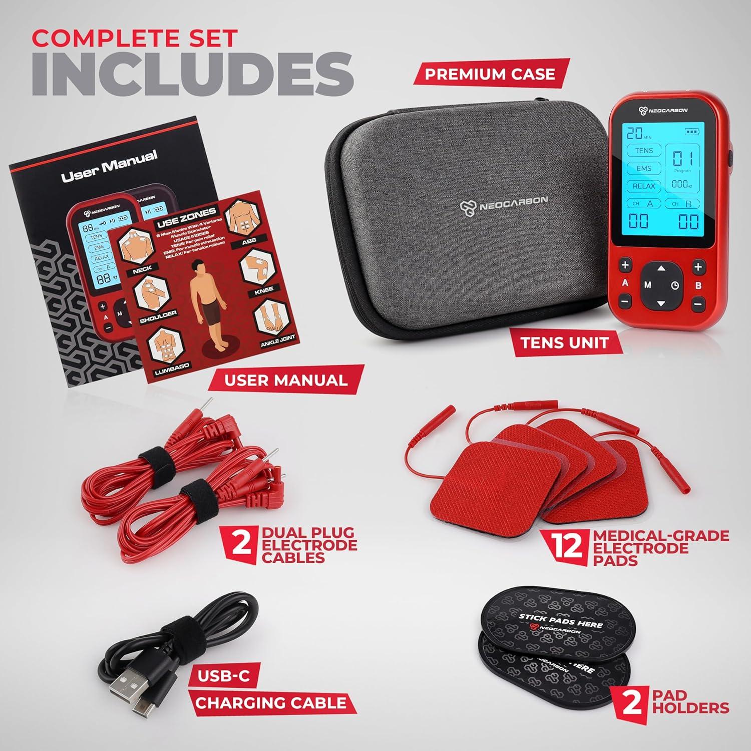 Estimulador Muscular TENS Neocarbon EMS Pro Alivio Dolor