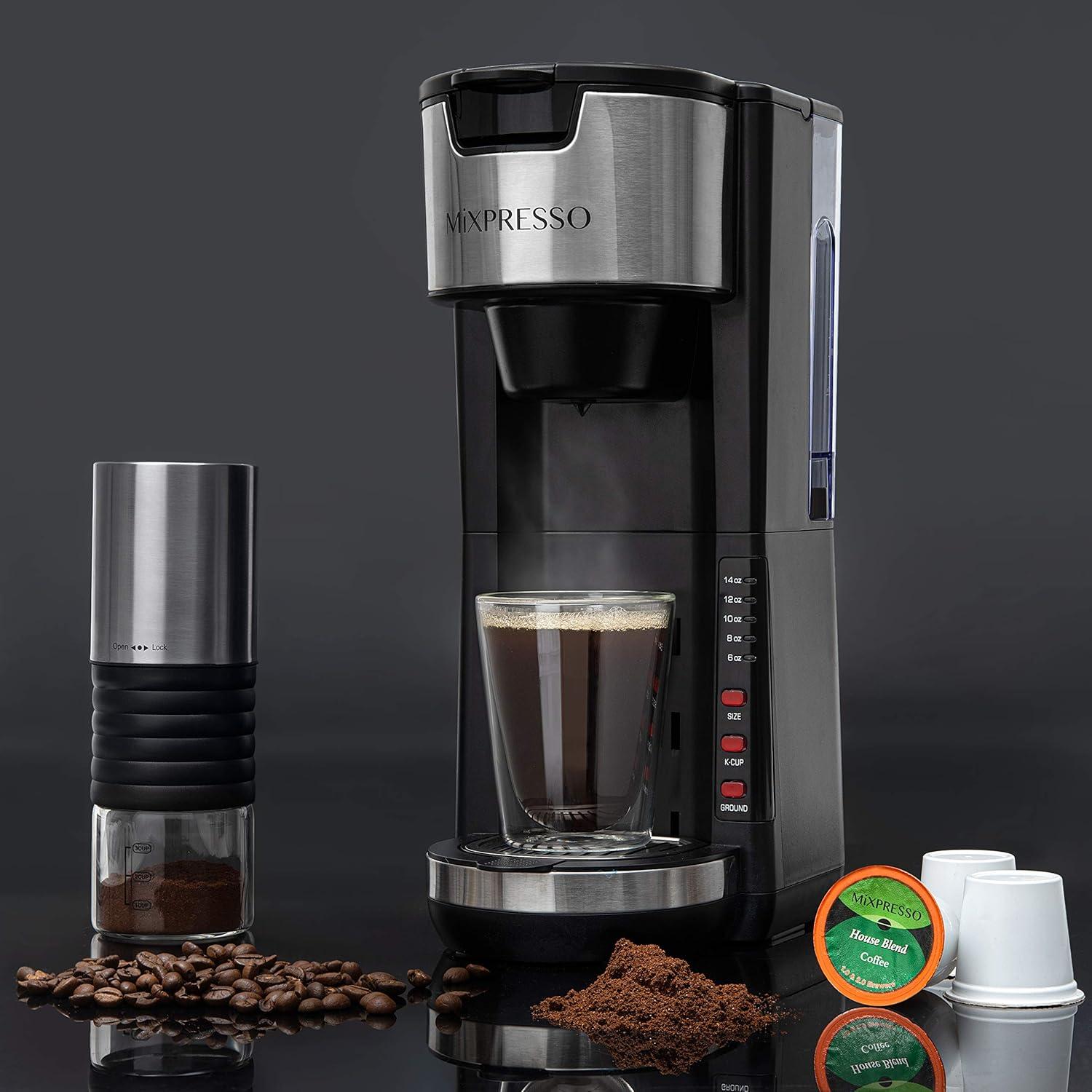 Cafetera de una sola porción Mixpresso 2 en 1 30 oz negra
