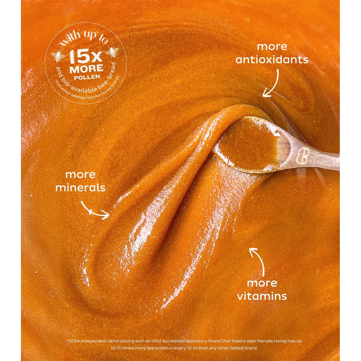 Miel Manuka Steens MGO 85+ Cruda 223.6g Pura y Certificada