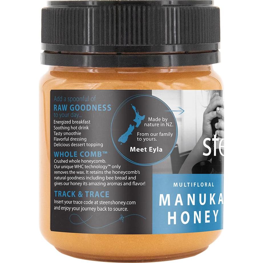 Miel Manuka Steens MGO 85+ Cruda 223.6g Pura y Certificada