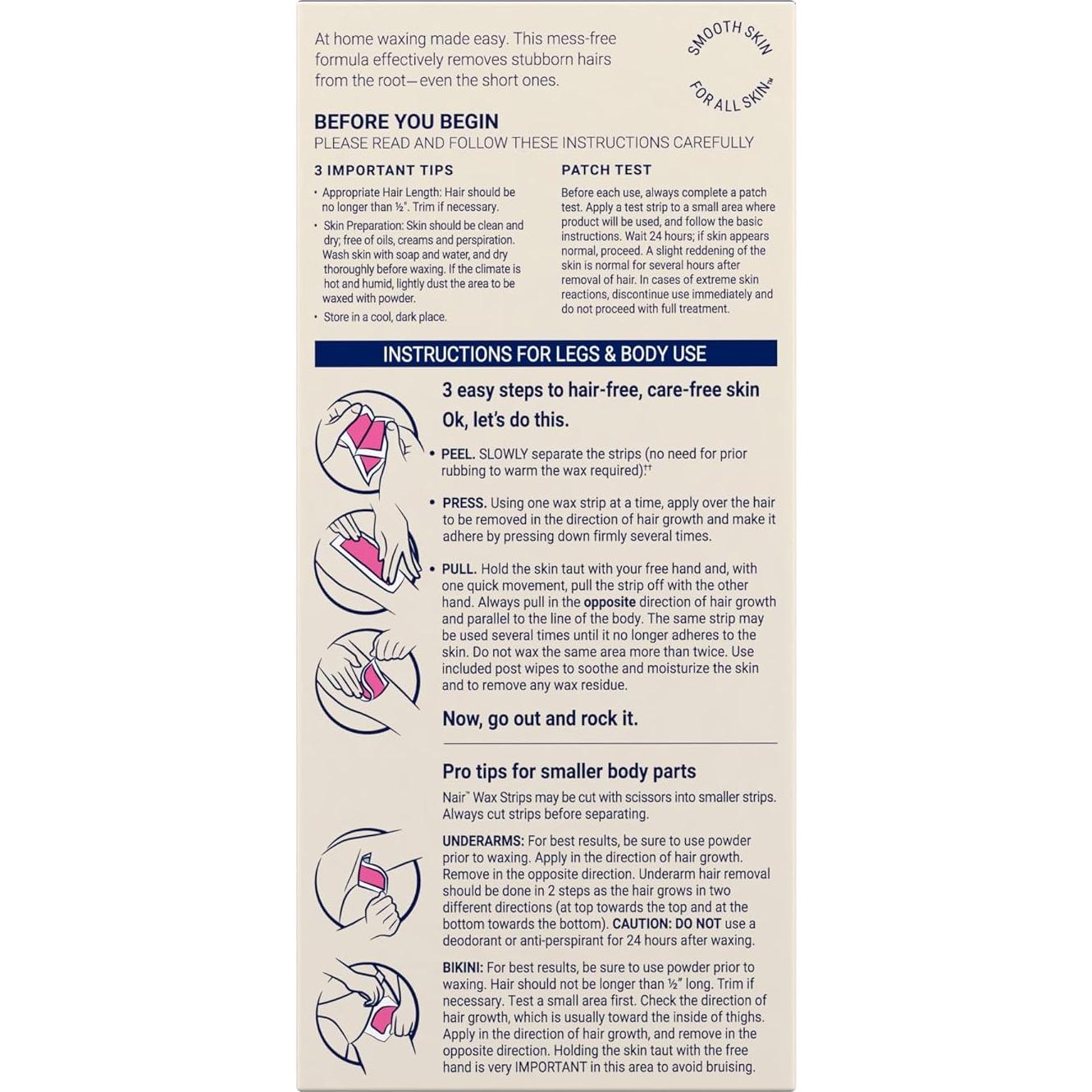 Ceras Depilatorias Nair Listas para Usar - 40 Unidades