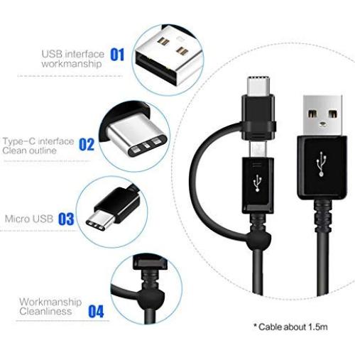 Cable Dual USB-C y MicroUSB 5A Volt Plus Tech 2Pack