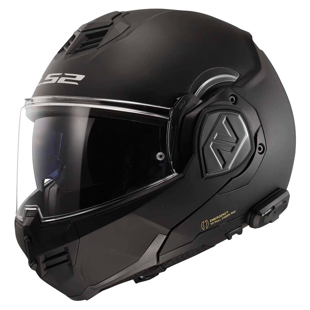 LS2 Helmets Advant Modular Helmet with Integrated Cardo 4X Bluetooth (Noir Matte Black - 3X-Large)