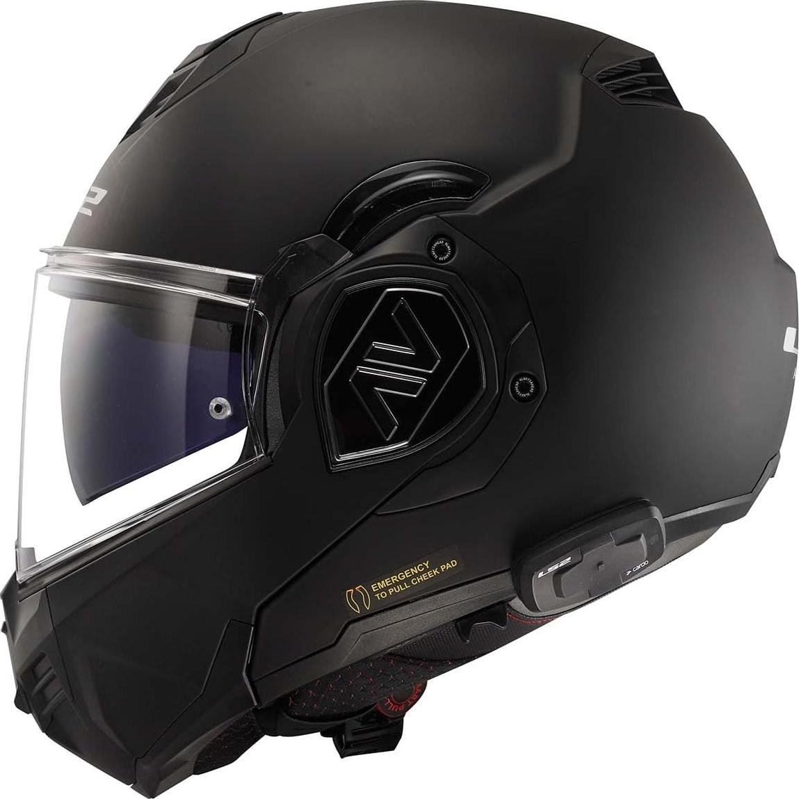 LS2 Helmets Advant Modular Helmet with Integrated Cardo 4X Bluetooth (Noir Matte Black - 3X-Large)