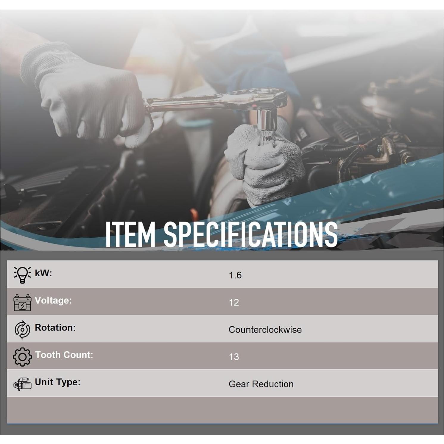 Arrancador OEG Parts 12V 1.6kW Compatible Toyota