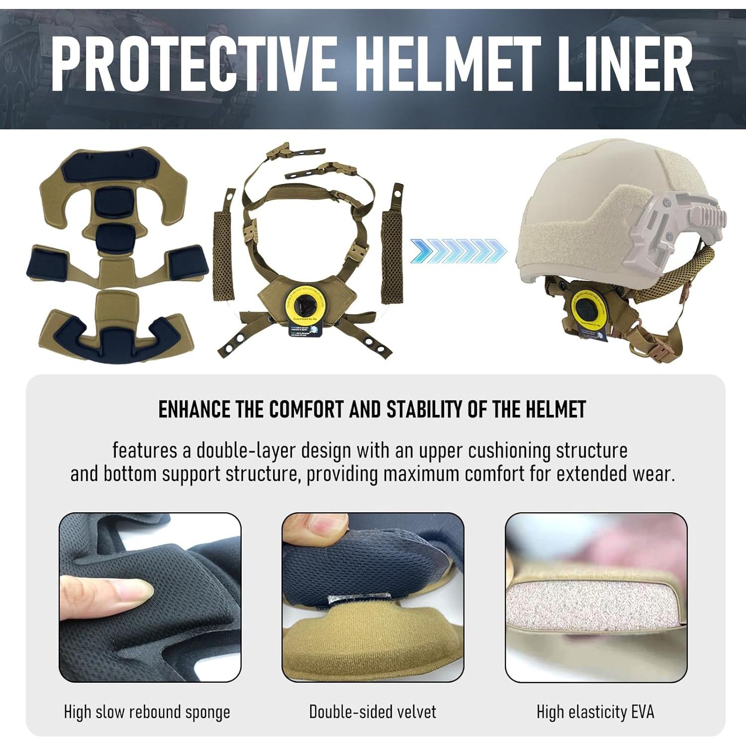 Kit Acolchado Casco Táctico BShasrlim Beige Ajustable