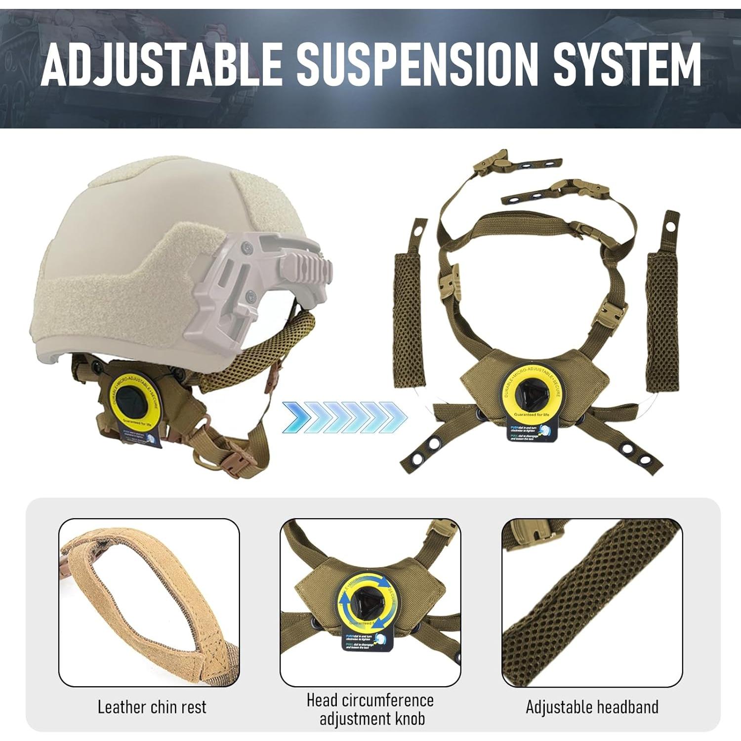 Kit Acolchado Casco Táctico BShasrlim Beige Ajustable