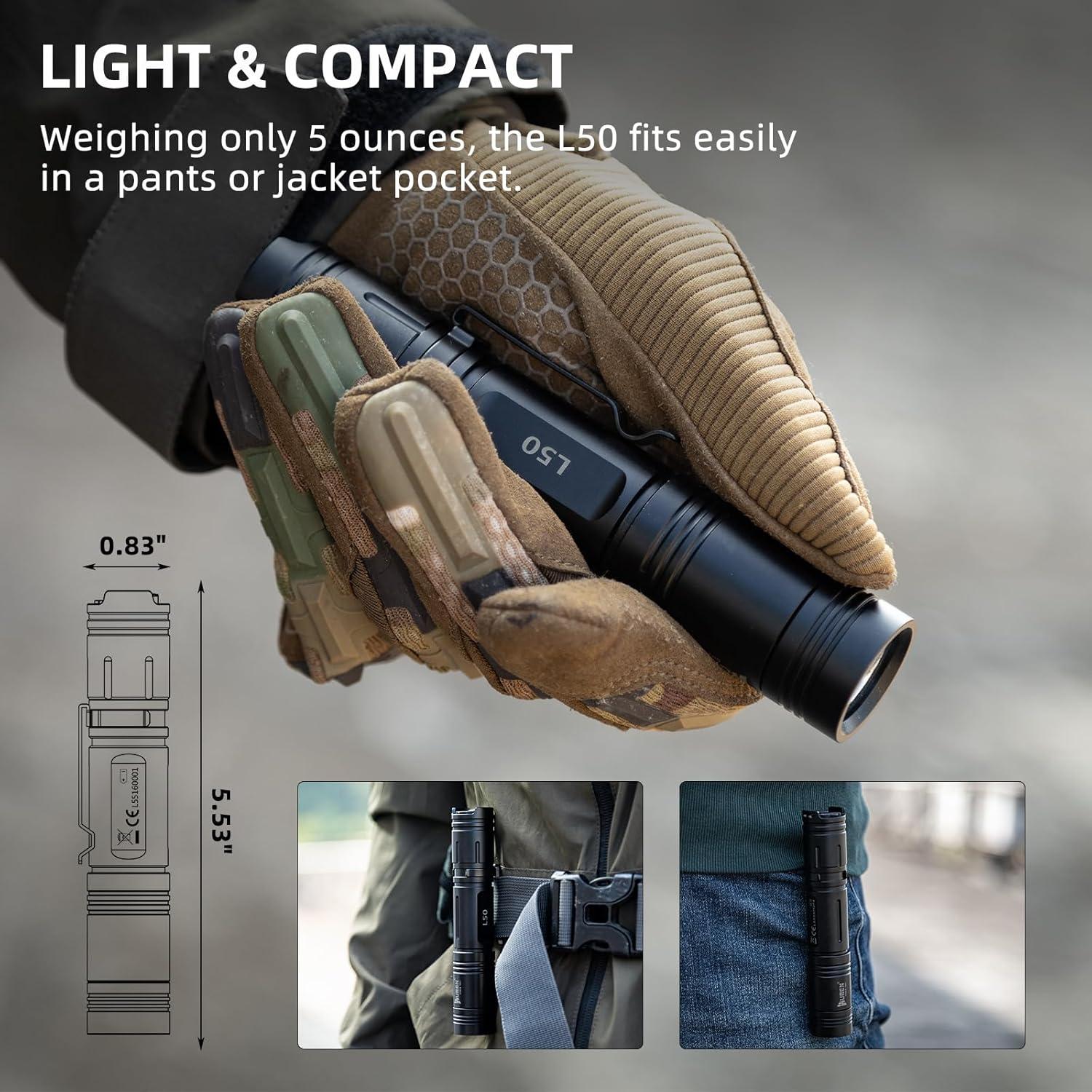 Linterna LED Recargable WUBEN L50 1200 Lúmenes IP68 5 Modos