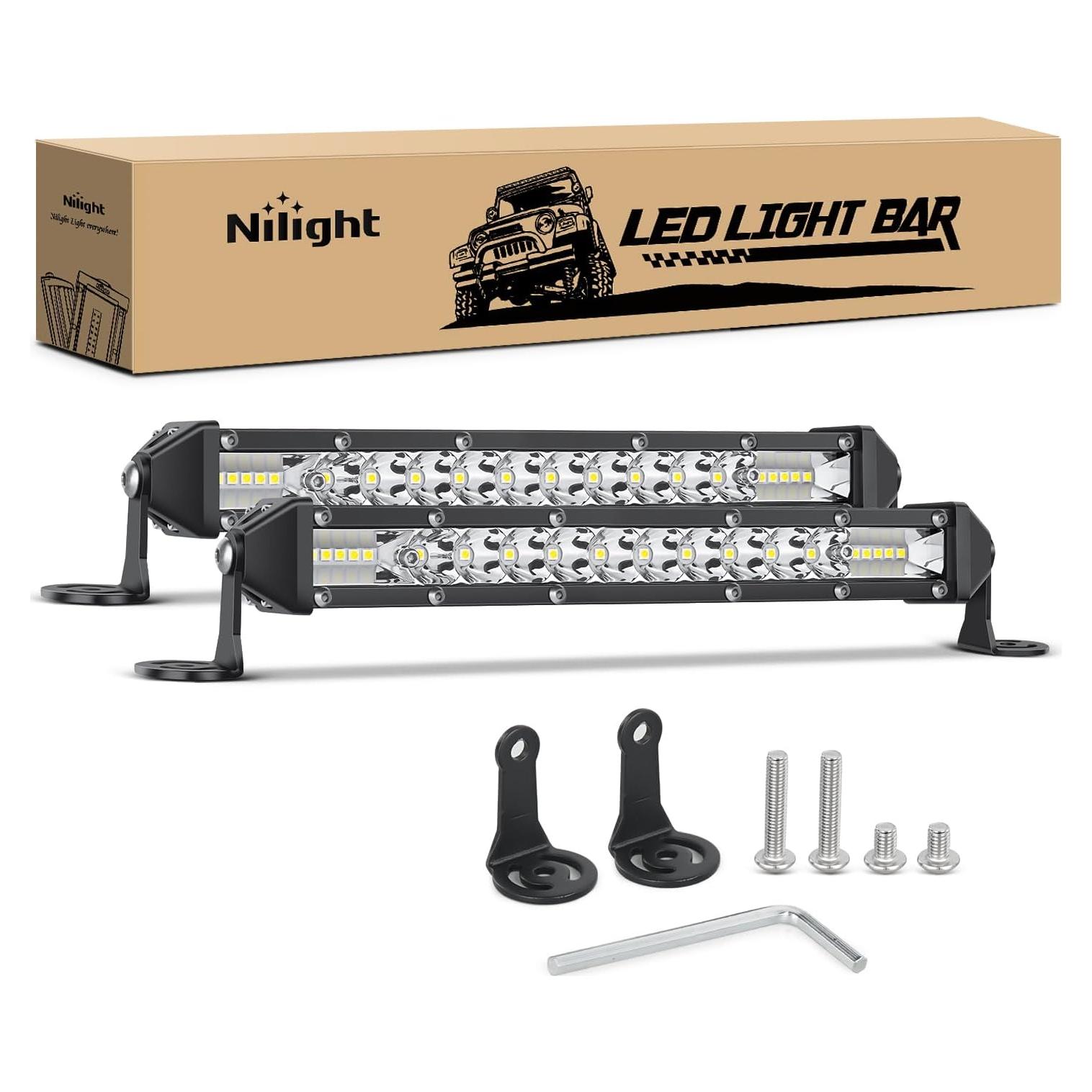 Barra de Luz LED Nilight 11" 78W Impermeable 2 Piezas