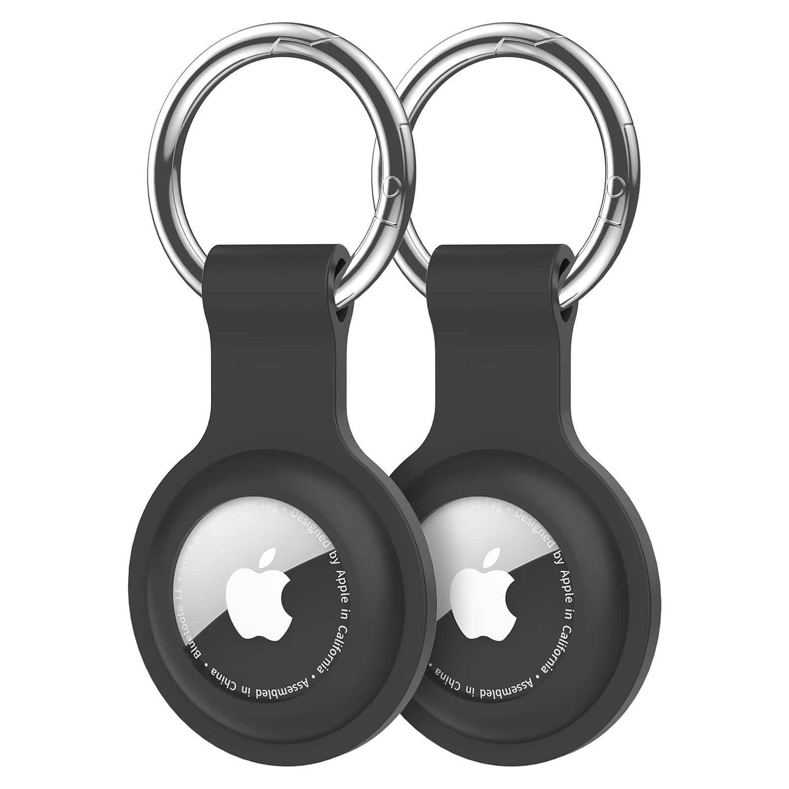 Soporte para AirTag HATALKIN 2 Piezas Silicona Negro