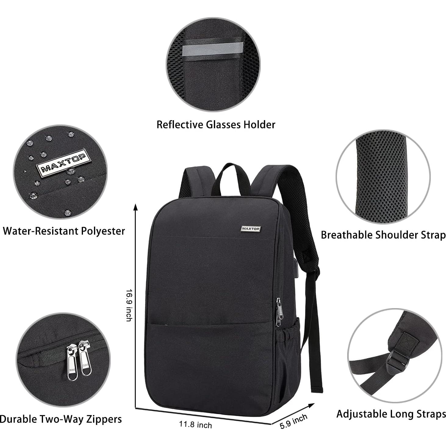 Mochila Universitaria MAXTOP 15.6" Resistente al Agua con USB