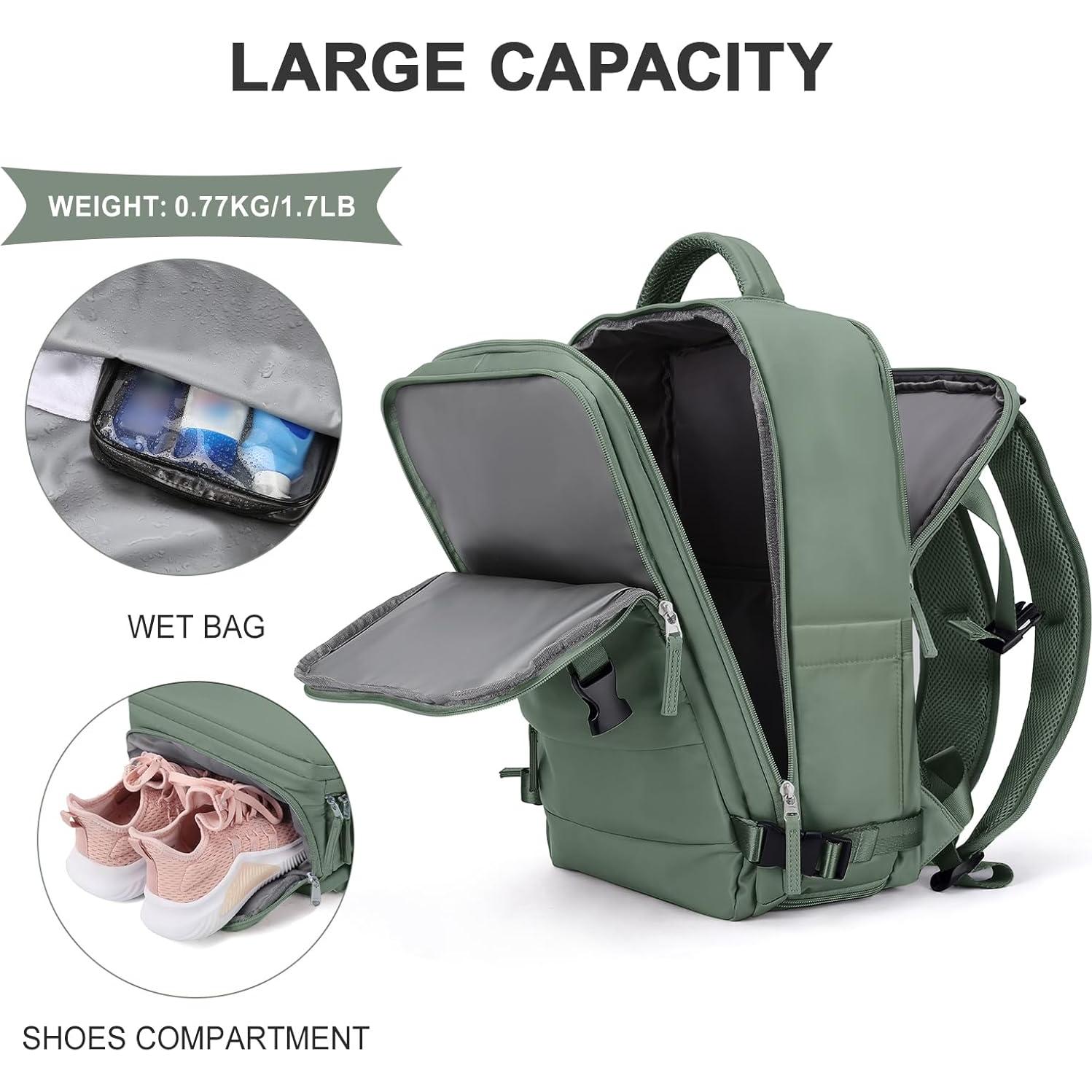 Mochila de Viaje Coowoz Unisex 25L Impermeable Verde Oliva