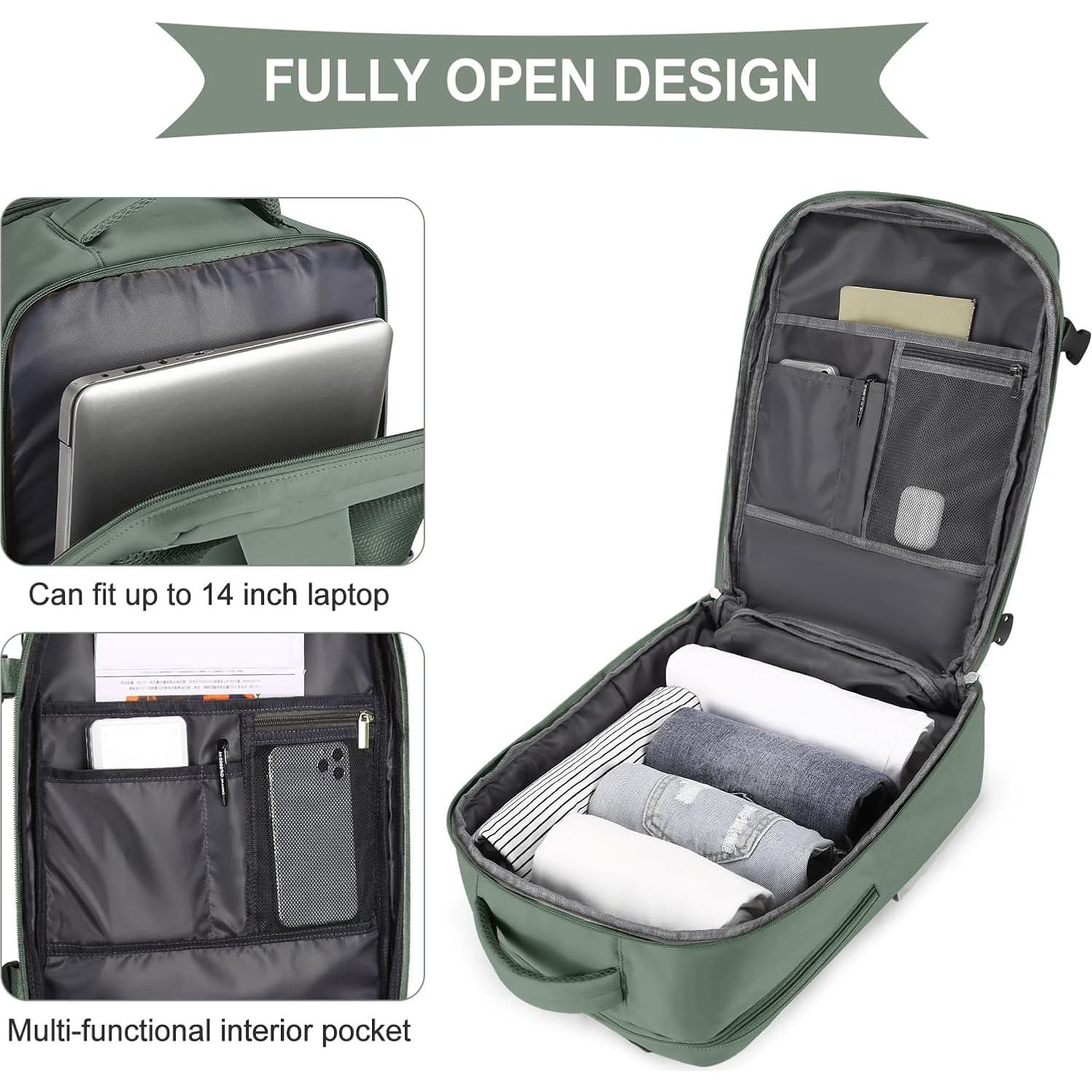 Mochila de Viaje Coowoz Unisex 25L Impermeable Verde Oliva