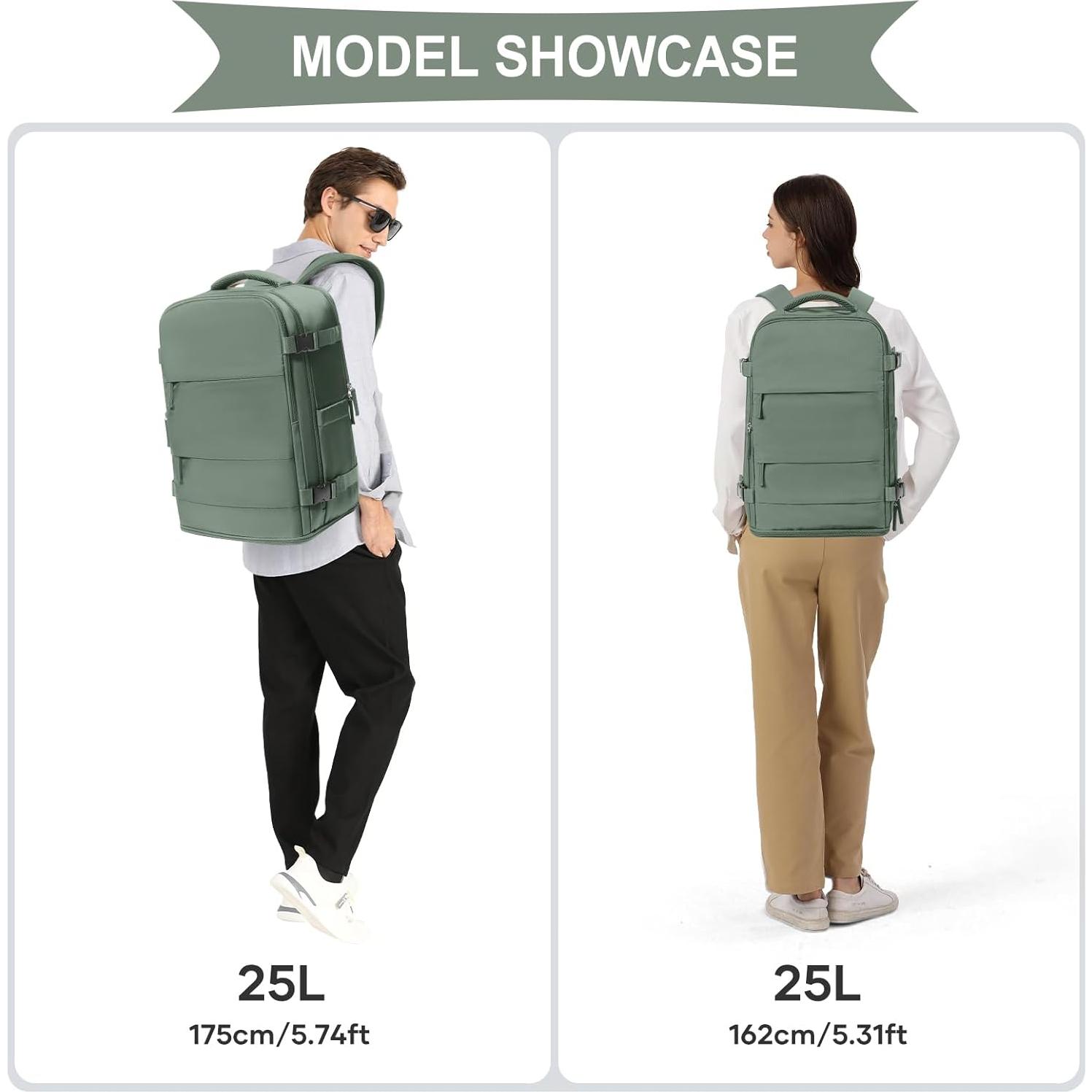 Mochila de Viaje Coowoz Unisex 25L Impermeable Verde Oliva