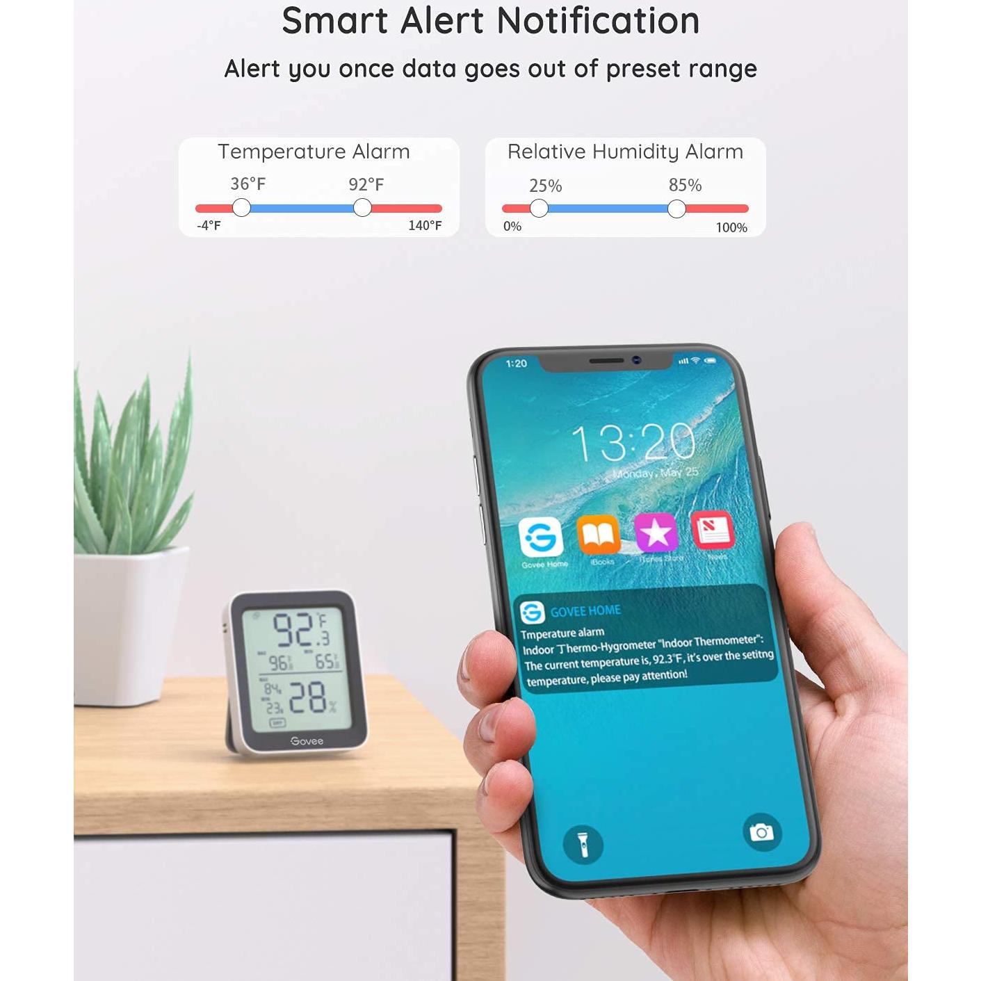 Higrómetro Termómetro Bluetooth Govee H5075, Pantalla LCD 3"