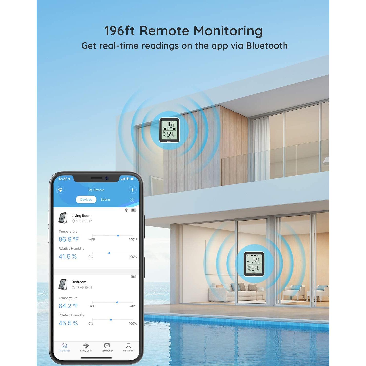 Higrómetro Termómetro Bluetooth Govee H5075, Pantalla LCD 3"