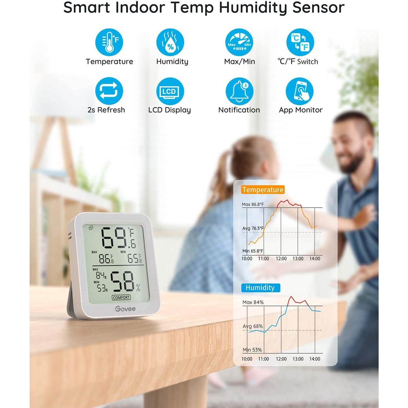 Higrómetro Termómetro Govee H5075 Paquete de 2 con Pantalla LCD