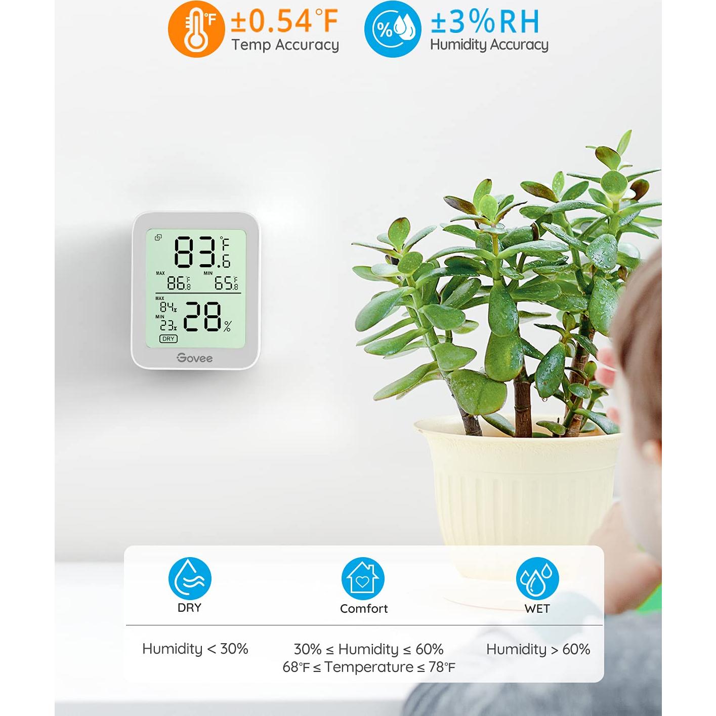 Higrómetro Termómetro Govee H5075 Paquete de 2 con Pantalla LCD