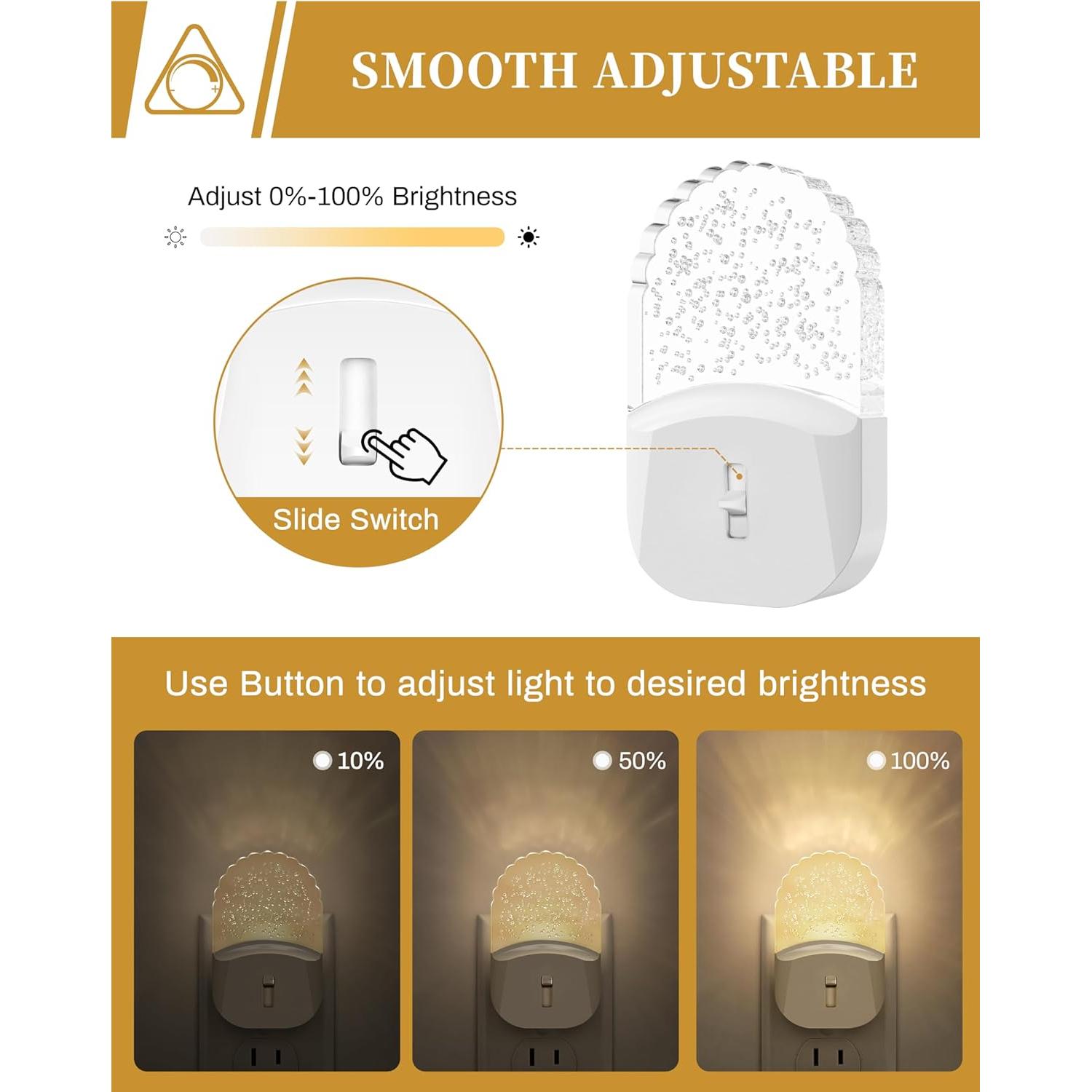 Luz Nocturna LED DORESshop 2 Paquetes Ajustable 3000K