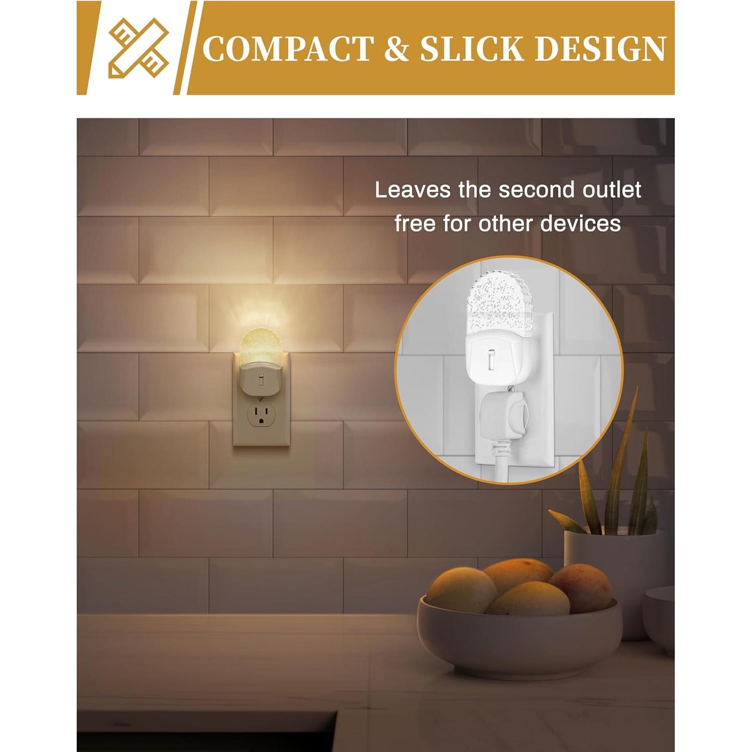 Luz Nocturna LED DORESshop 2 Paquetes Ajustable 3000K