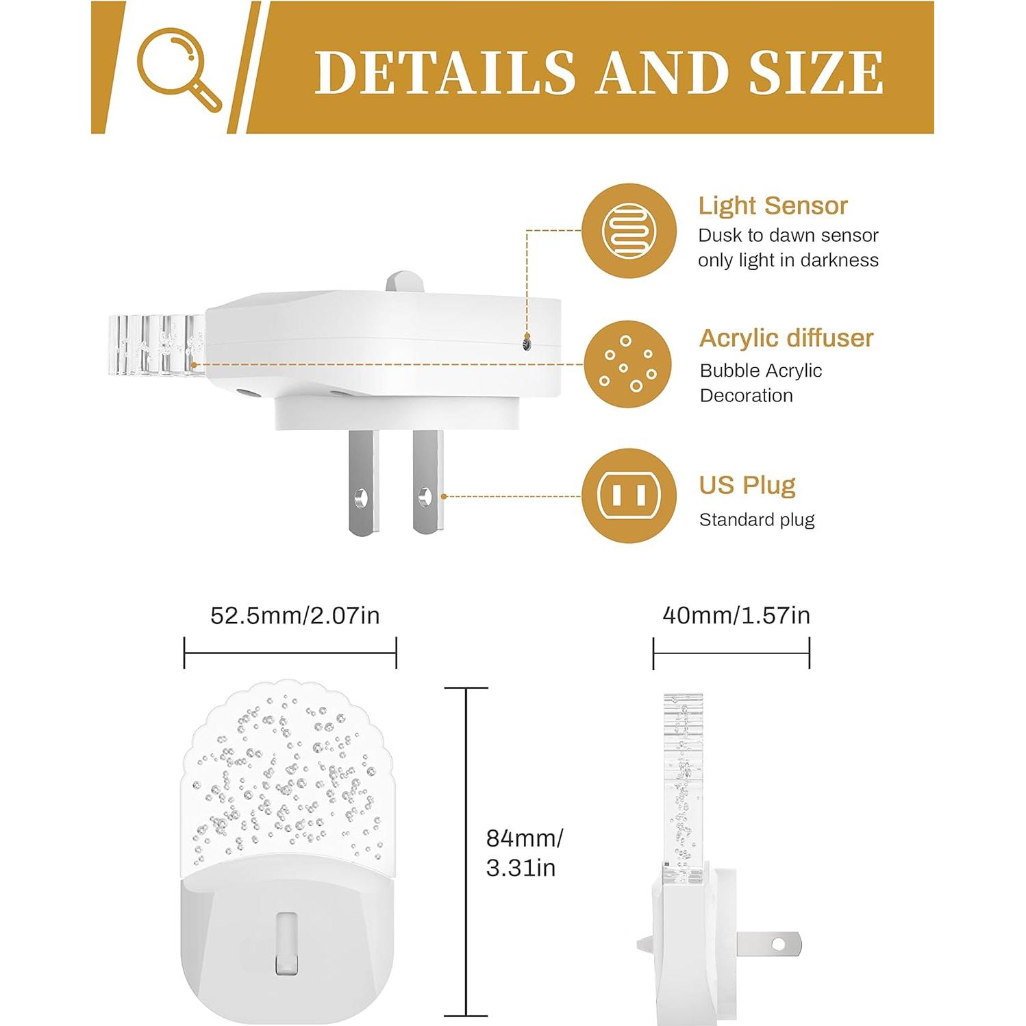 Luz Nocturna LED DORESshop 2 Paquetes Ajustable 3000K