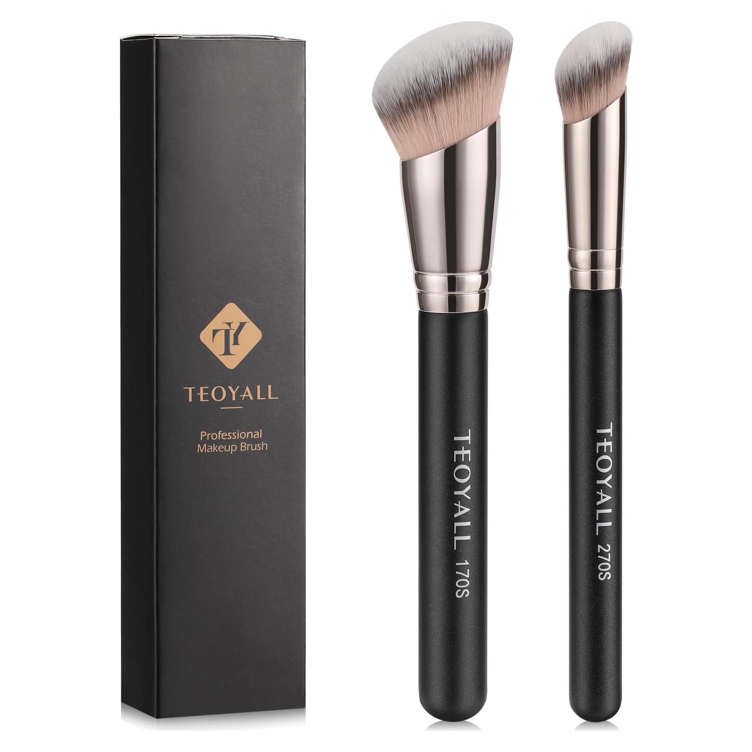 Conjunto de Brochas de Contorno TEOYALL 2PCS Anguladas Sintéticas