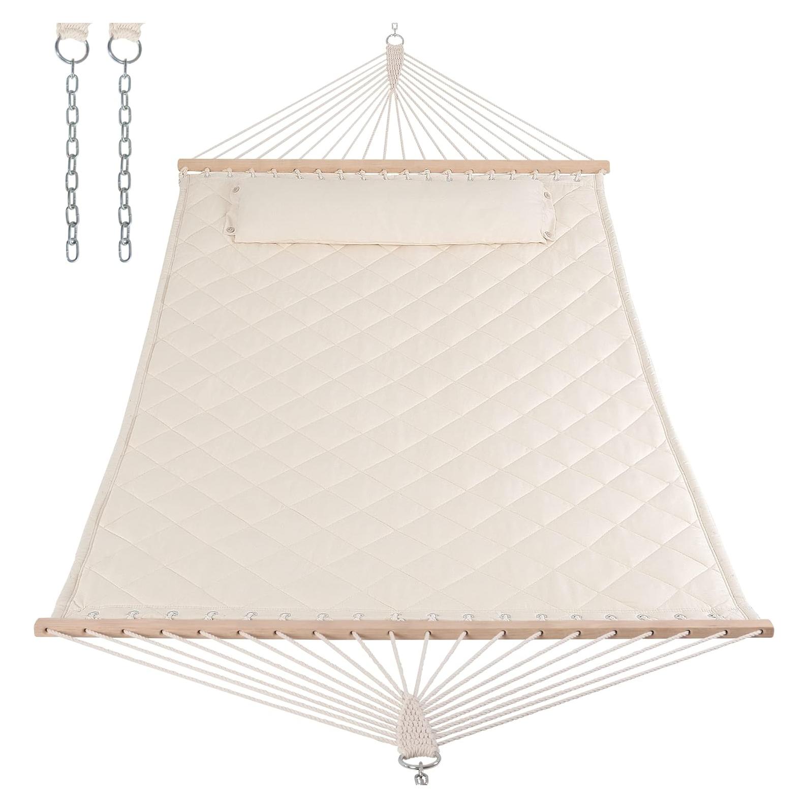 Hamaca Doble ANOW con Almohada y Barras de Madera 204 kg