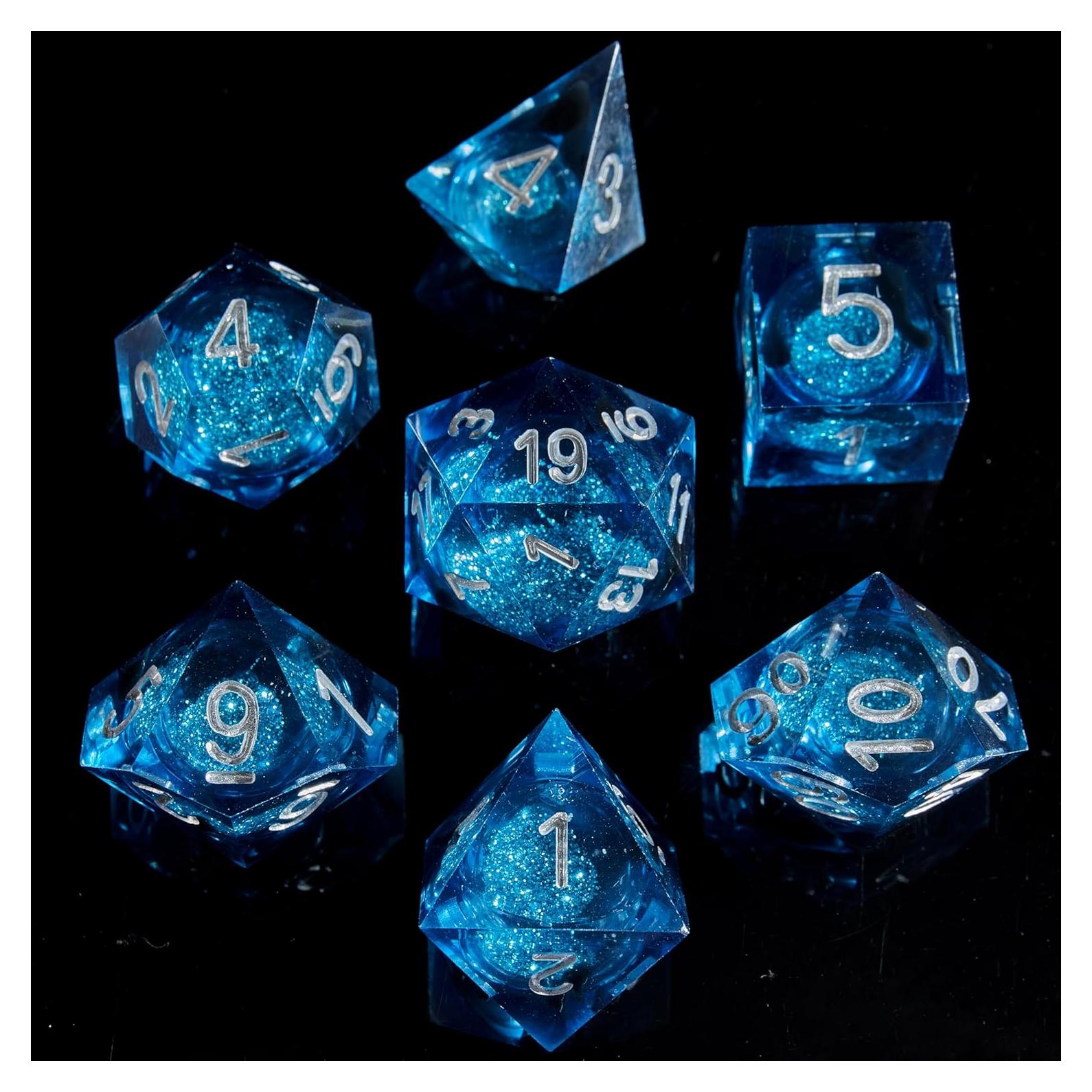 Juego de Dados Poliedricos Fugacity DND 7 Piezas Resina Azul