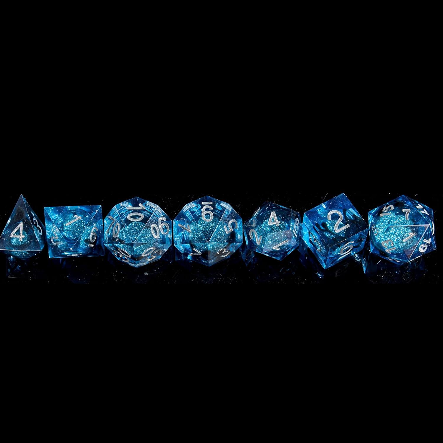 Juego de Dados Poliedricos Fugacity DND 7 Piezas Resina Azul