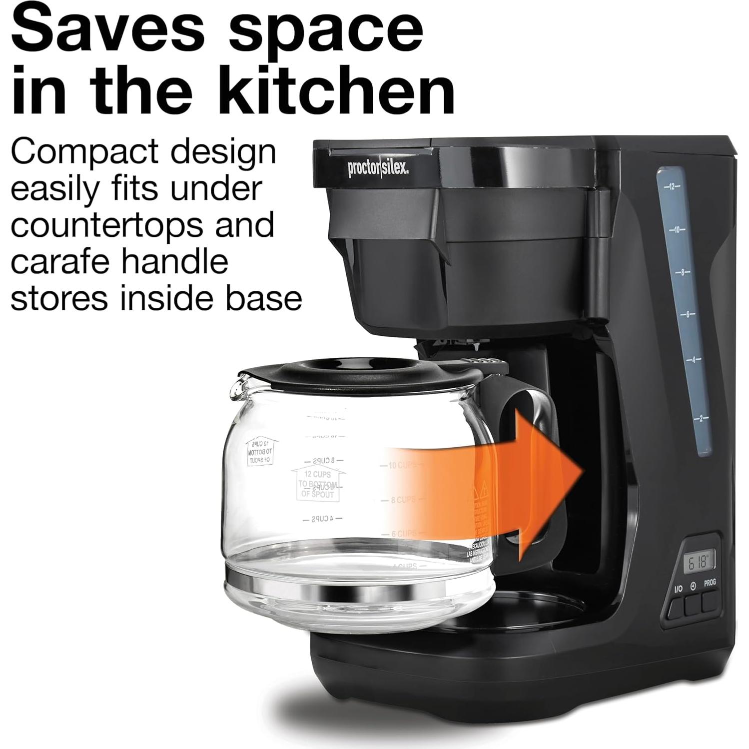 Cafetera Proctor Silex Digital 12 Tazas Programable Negra