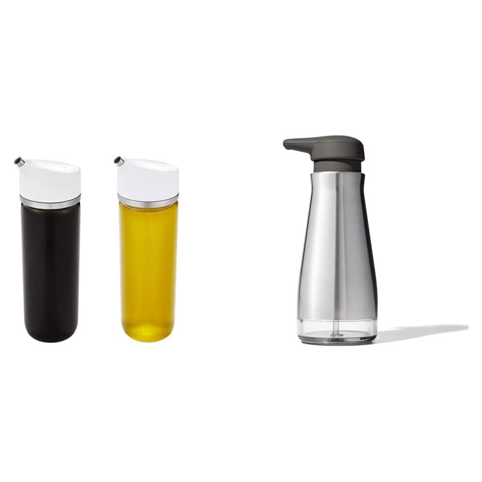 OXO Good Grips Precision Pour Glass Dispenser Set & Good Grips Stainless Steel Soap Dispenser