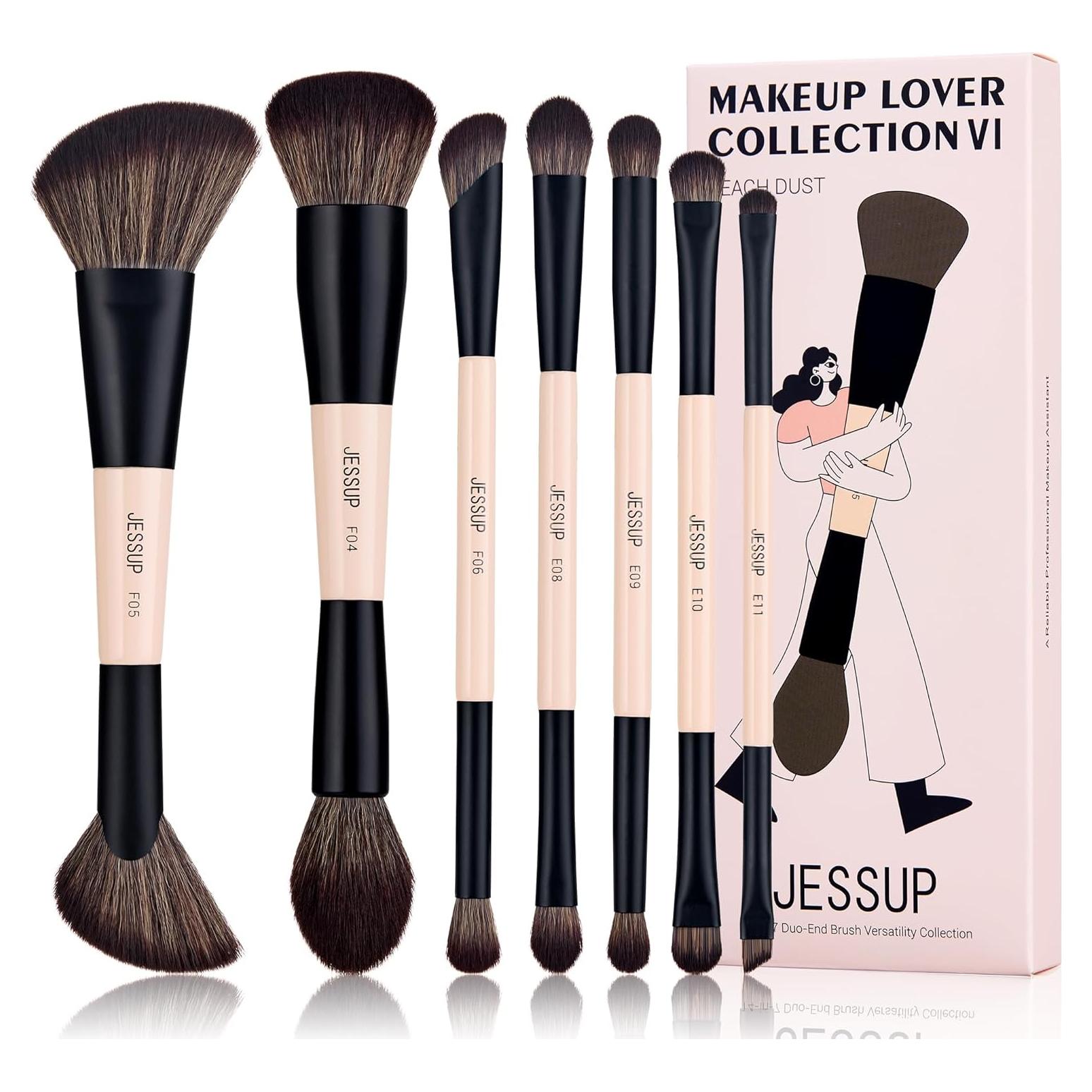 Juego de Brochas de Maquillaje Jessup T600 7 Piezas Doble Cara