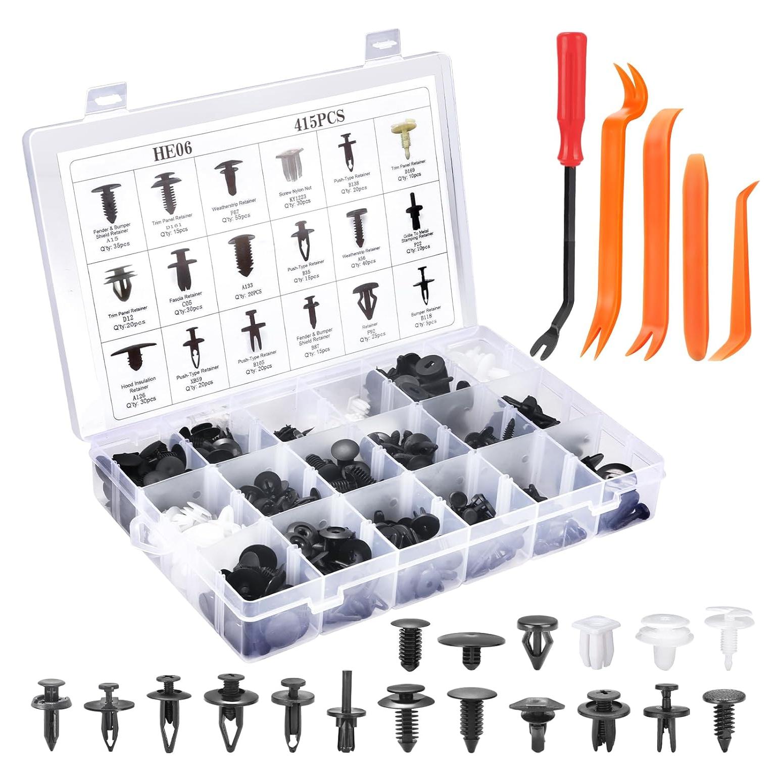 Kit de Clips y Sujetadores para Automóviles 415 Piezas - Nylon