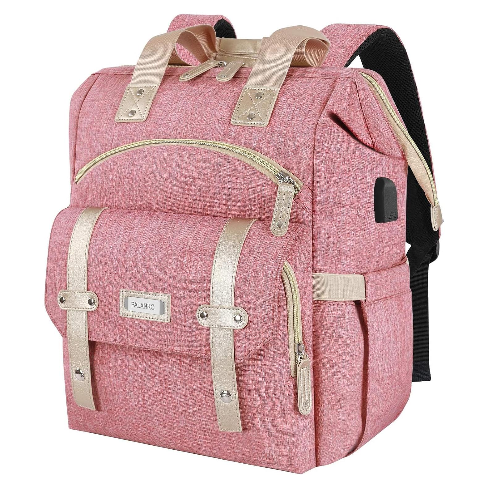 Mochila FALANKO Rosa 15.6" USB Acolchada Resistente Agua